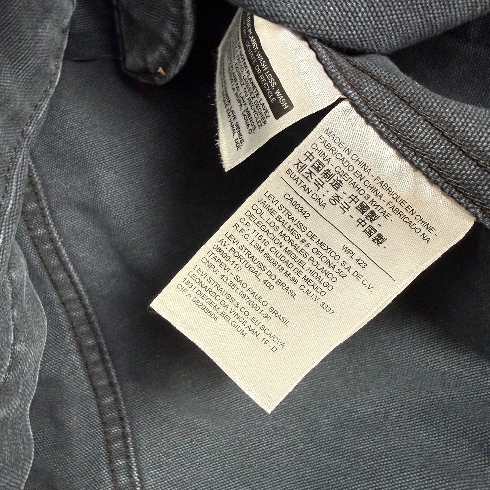 Levi's Engineer's Chore Coat Work Jacket Shacket Mens M Caviar Grey Pockets - Picture 4 of 12